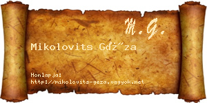 Mikolovits Géza névjegykártya